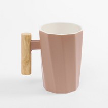 북유럽 우드손잡이 사선머그컵 도자기 예쁜머그잔, 상세 참조