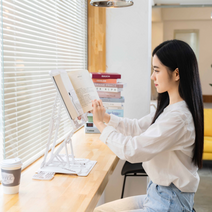 펠리칸스탠드 2단 높이 각도조절 가벼운 휴대용 접이식 눈높이 독서대, 블랙