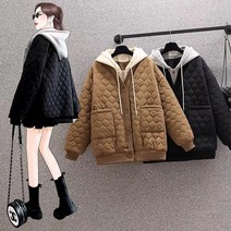 여성 겨울 아우터 포켓 점퍼 쇼트 하프 레이어드 후드 패딩 점퍼 빅사이즈