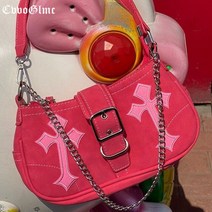 저렴한 디자이너 Pu 가죽 크로스 바디 백 여성용 Y2K e걸 토트백 일본 하라주쿠 핸드백