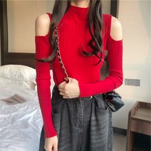 여성 오프숄더 반폴라 긴팔 니트티 하늘비즈 C11 A401L670