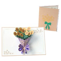 3D 팝업 카네이션 장미 꽃 인사말 카드 발렌타인 데이 카드 웨딩 생일 기념일 봉투, 절묘한 선 부크