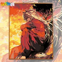 이누야사 이누야사 셋쇼마루 반요 그림 유화 초상화 명화 그리기 색칠하기 DIY 페인팅 페인트 벽걸이, A + 40x50 내틀 2.5cm 두께