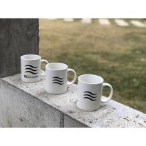 [자체제작] PU AIR KOREA 머그컵 물결무늬가 멋진 330ml 흰색 세라믹 머그컵, 1번 큰로고와 큰글자