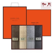 송월타올 뉴명품 195g 뱀부얀 혼방사 4매 선물세트+쇼핑백 기념수건 답례품, 골고루, 1세트