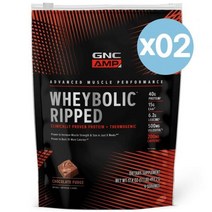 GNC AMP 지엔시 에이엠피 웨이볼릭 립트 프로틴 파우더 40g 함유 493.2g 2팩 Wheybolic™ Ripped Protein Powder Chocolate Fudge