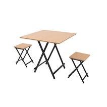 까사마루 [오크컬러] 접이식 테이블(800) 1세트 (테이블1개+의자2개), 오크