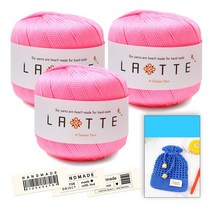 [니뜨] 2022 라떼(65g)x3볼+라떼네트파우치도안+코튼라벨(바코드), 13_네온핑크