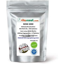 독일직구 MSM Methylsulfonylmethane 540정 데일리 2000mg (= 2정) 순도 99.9% 실험실 시험 독일제, 상세참조, 수량