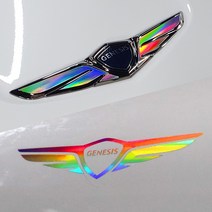 AutoClub 제네시스 홀로그램 엠블럼 스티커 커버 튜닝 용품 필름 데칼 포인트 G70 G80 GV70 GV80, 제네시스GV80 - 프론트