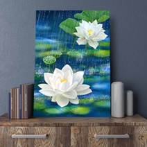 션턬필슈@연꽃그림액자 풍수 돈들어오는 그림 41캔버스6 벽걸이 인테리어 액자 소품 사진소품/*캐, 채룩!!