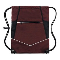 HOLYLUCK 패커블 드로스트링 색팩 웻 포켓 지퍼 및 물병 메시 포켓 (그린), Burgundy