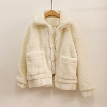카라 덤블 오버핏 집업 뽀글이 양털 자켓