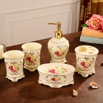 비누대세트 유럽 스타일 세라믹 5 종 세척 칫비누대 비누 수건 휴지, A08