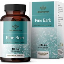 Herbamama 파인 바크 소나무 껍질 추출물 100캡슐 400mg 피크노제놀 식물성 논GMO 프랑스 해변 소나무X2개, 100 Count (Pack of 1) X 2개