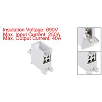 두꺼비집 배전단자 분전상자uxcell 1 in 23468912 out din 레일 터미널 블록 250a 회로 차단기 게이트 모터용 최대 입력 분배 블록, 4개의 콘센트