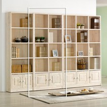 [인우드] 자빈 원목 책장 5단 800 도어형, 색상:워시월넛