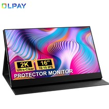 휴대용 모니터 16 2560x1600 2k hdr 게임 모니터 노트북 컴퓨터 디스플레이 hdmi usb c ips 화면 pc mac ps 4 5 용 울트라 슬림, 16인치 아님