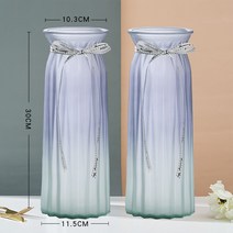심플한 유리 꽃병 투명 창의 망홍 사치 꽂다 마른 꽃 꽃 거실 장식품 가구 용기 부귀죽, 모래공예+실크벨트