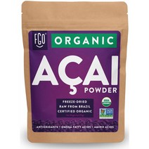 FGO Organic ACAI Powder 슈퍼푸드 유기농 아사이베리 동결건조 분말 스무디 요거트 디저트 4oz 113g, 1개