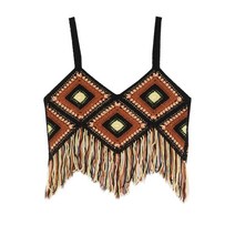니트 뷔스티에 크로쉐 보헤미안 에스닉 스타일 레이어드 프린지 중공 소형 멜빵 여성 여름