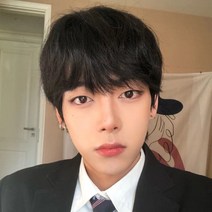 가발 남자 단발 한국판 멋쟁이 남자 단발 생머리 제 앞머리 학생 볼륨 데일리 풀헤드, 다크브라운, 1개