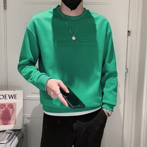 긴팔맨투맨 2022 페이크투피스 솔리드 무지 와이드 루즈핏 라운드넥 트렌드 젊은남자 상의 D2013 4996637489