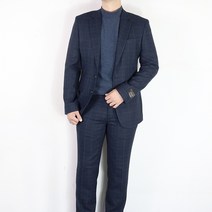 바쏘옴므 2021 F/W 다크네이비 프리미엄 캐시미어 윈도우체크 슬림핏 수트 정장 V3JT21 DN