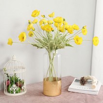 아베라 양귀비 조화 프리미엄 실크플라워, 옐로우