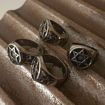 다윗의 별 서지컬스틸 남자 볼드 반지