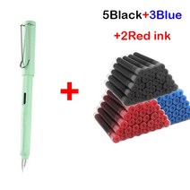 만년필선물 저가 11Pcs 만년필 혼합 잉크 세트 EF 0.38mm 팁 블랙/블루/레드 교체 가능한 사무실 쓰기 문구, 13 Lightgreen-Black ink, 한개옵션1