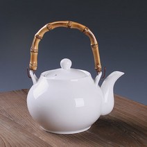 주전자 백자 아이보리톤 대나무 손잡이 다관 티포트 차주전자 탕관 티팟 S 650ml