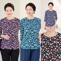 로즈맘 미토플라워나염티셔츠 할머니옷 할머니티셔츠 중년여성의류 60대여성옷