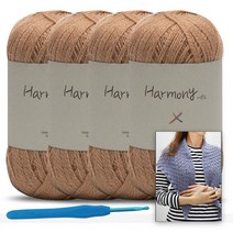 [니뜨] 어울림 뜨개실(40g)x4볼+모사용코바늘7/0호+어울림삼각숄도안, 903_베이지