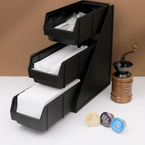 탕비실 디스펜서 카페 용품 냅킨 빨대 수납 정리함 1+1, 3단 1+1