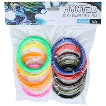 마이NT3D ABS 3D 펜 필라멘트 리필 팩(10가지 색상 각 3m), 단일옵션