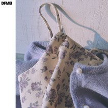 DFMEI 코듀로이 가을/겨울 이너웨어 슬립 블라우스 미디엄 롱 원피스