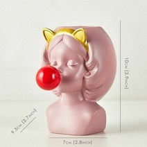 현대 노르딕 수지 인간의 얼굴 꽃병 거품을 불고 귀여운 소녀 장식 꽃 냄비 즙이 많은 꽃 냄비 홈 탁상 장식, 협력사, 고양이 귀