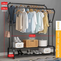 더블스탠드 행거 데코모던 선반 스탠드 행거 철제행거, 2 layer-poles-B-110cm