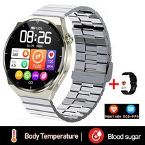 ECG PPG 스마트 워치 남성 건강 혈압 심장 박동 피트니스 스포츠 시계, [09] Silver Steel