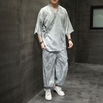 실크 모시적삼 어른 퓨전 한복 세트 개량 계량 생활 전통 식당 카페 마사지 법복 절복 승복 근무 작업복