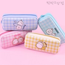 몰랑 체크필통 1p 몰랑이 캐릭터 초등학생 어린이 펜슬케이스 파우치형 봉제필통 학용품 신학기 단체선물 입학, 옐로우