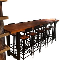 우드슬랩 8인 식탁 고재 상판 홈바 카페 원목 테이블, 120x40x105 두께 5CM(의자 미포함)