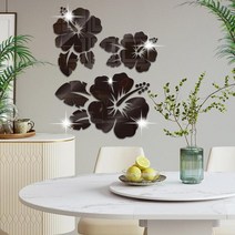 붙이는거울 라탄거울 휴대용거울 꽃거울 벽 스티커 Diy 아크릴 3D 장식 Miroir 벽화 홈 거실 침실, 01 Black