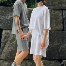 남자 와플 고무줄반바지 4부 커플 기본 반바지 트레이닝셋업