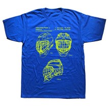 아이스하키 장비 용품 Funny Ice Hockey Goaltender Mask 특허 티셔츠 코튼 스트리트웨어 반팔 생일 선물, 19 BLUE_04 L