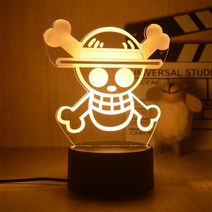 원피스 3D LED 나이트 라이트 애니메이션 루피 조로 니코 해적선 테이블 램프 데스크탑 장식 크리스마스 생일 선물, 6, 18CM Warm white