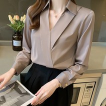 도니와 여성 기본카라 브이넥 랩블라우스 세련된블라우스 데일리룩 직장인블라우스 정장블라우스 오피스룩 결혼식 하객패션 단체블라우스 봄블라우스 가을블라우스 긴팔블라우스 예쁜블라우스
