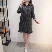 가바바 여성 빅사이즈 원피스 5XL까지 카라 바둑판 모양의 데일리 미니원피스 G30557