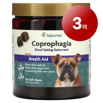 리암마켓 NaturVet 네이처벳 강아지 고양이용 대변 섭식 방지제 구취 제거 효과 코로파지아 츄어블 130개 286g 1팩, 3팩